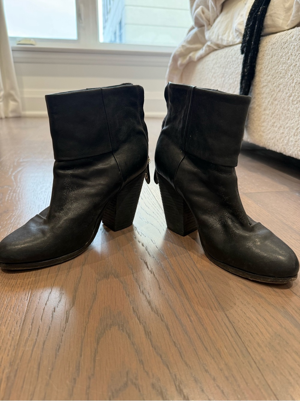Rag & Bone Newbury Black Leather Ankle Boots